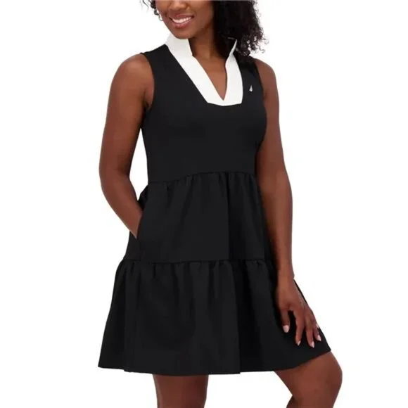 Nautica Jeans Women's Sleeveless Tiered Dress  (Black, Large) - Picture 5 of 5